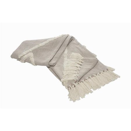 LR HOME LR Home THROW80185BEI4250 Tufted Geometric Beige & Cream Rectangle Throw Blanket with Fringe THROW80185BEI4250